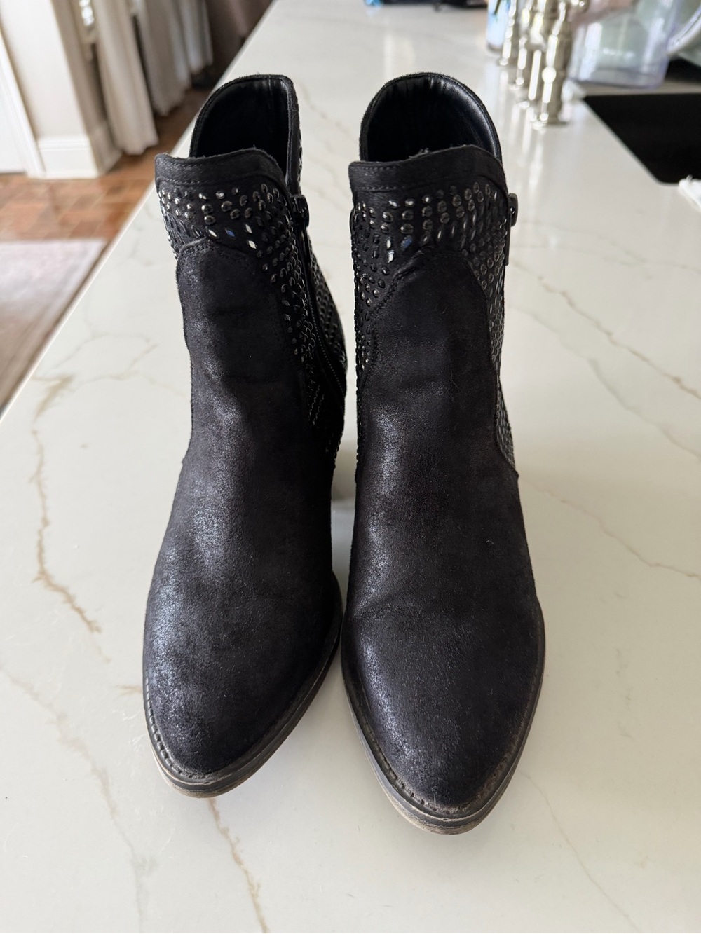 MIA Black Studded Suede Ankle Booties